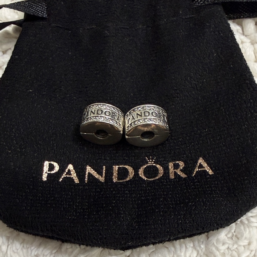 Pandora Silver Clips Set With Rhinestone